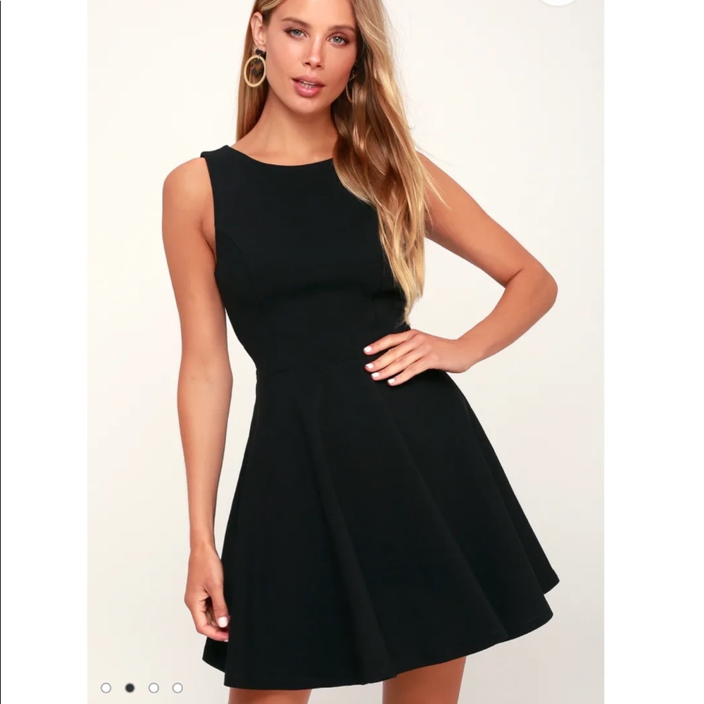 •SOLD• Lulus Living for Love Black Backless Skater Dress size S